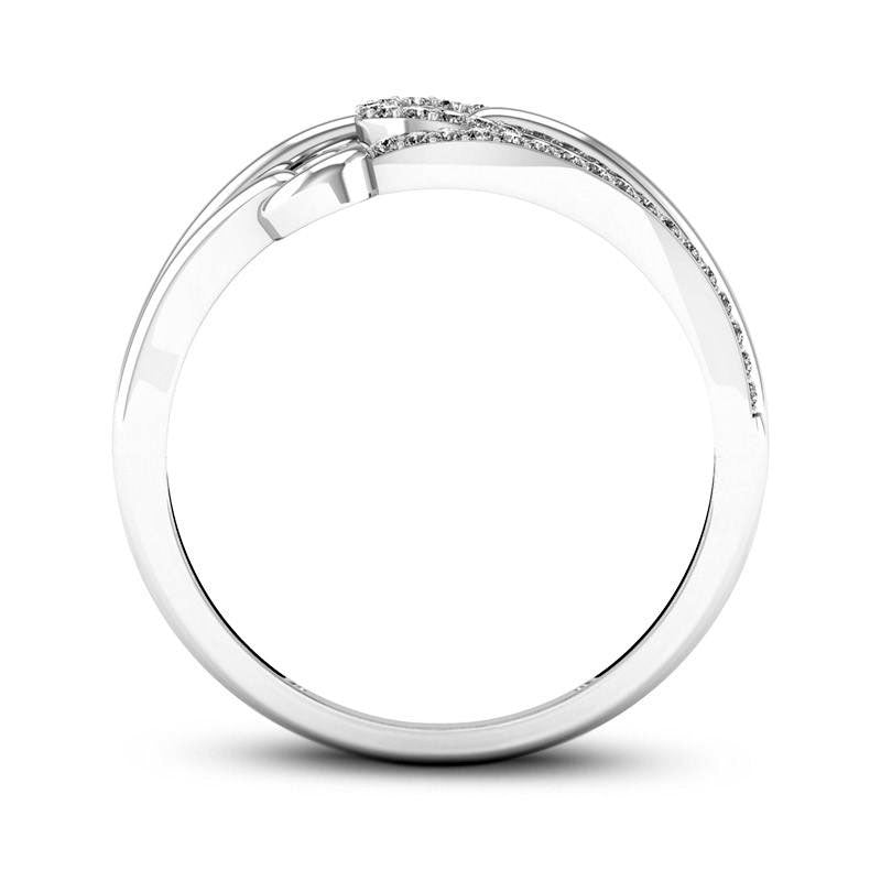 0.13 CT. T.W. Natural Diamond Triple Circle Multi-Row Ring in Solid 10K White Gold