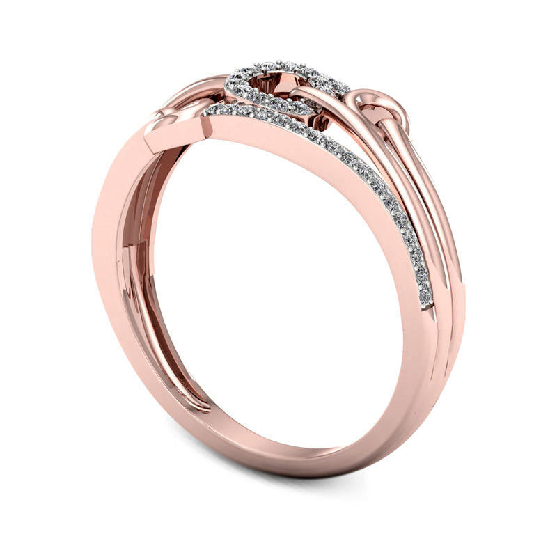 0.13 CT. T.W. Natural Diamond Triple Circle Multi-Row Ring in Solid 10K Rose Gold