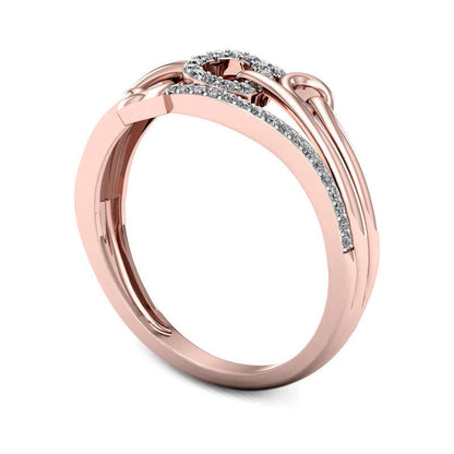 0.13 CT. T.W. Natural Diamond Triple Circle Multi-Row Ring in Solid 10K Rose Gold