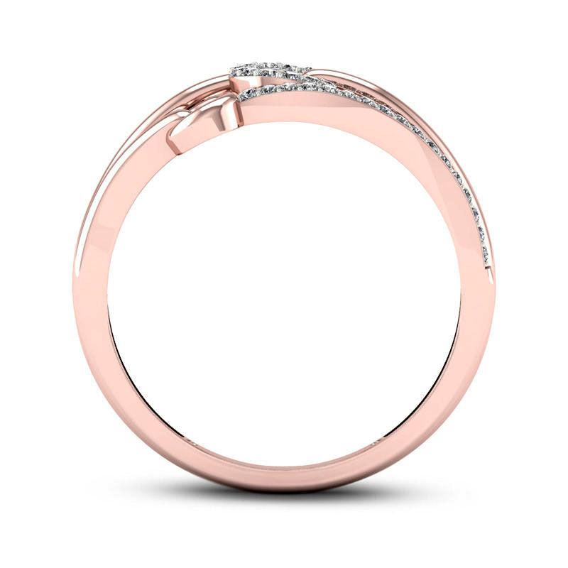0.13 CT. T.W. Natural Diamond Triple Circle Multi-Row Ring in Solid 10K Rose Gold