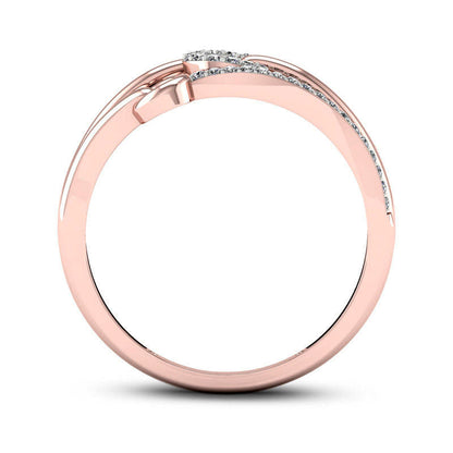 0.13 CT. T.W. Natural Diamond Triple Circle Multi-Row Ring in Solid 10K Rose Gold