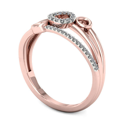 0.13 CT. T.W. Natural Diamond Triple Trillion Multi-Row Ring in Solid 10K Rose Gold