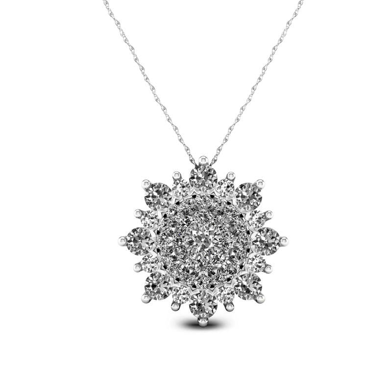 0.33 CT. T.W. Natural Diamond Sunburst Pendant in 10K White Gold