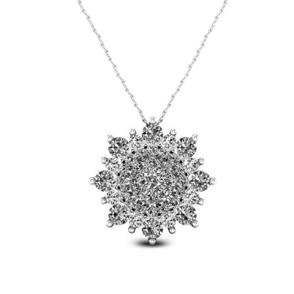 0.33 CT. T.W. Natural Diamond Sunburst Pendant in 10K White Gold