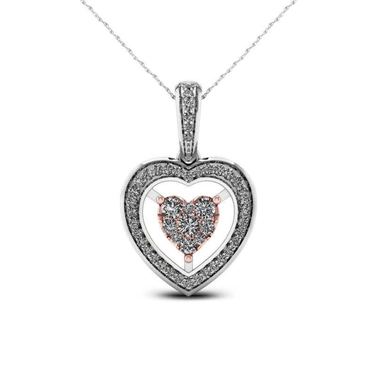 0.25 CT. T.W. Natural Diamond Double Heart Pendant in 10K Two-Tone Gold