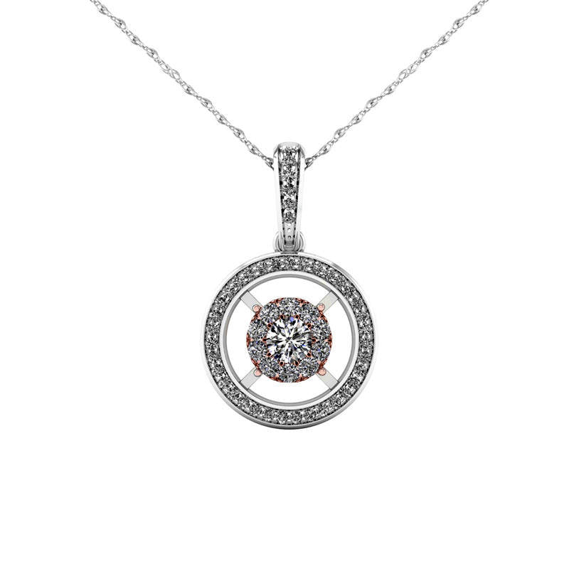 0.25 CT. T.W. Natural Diamond Double Frame Pendant in 10K Two-Tone Gold