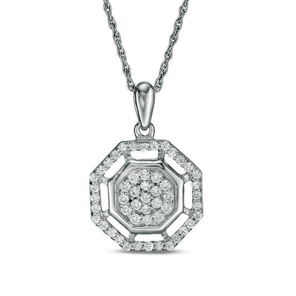 0.33 CT. T.W. Composite Natural Diamond Octagon Frame Pendant in 10K White Gold