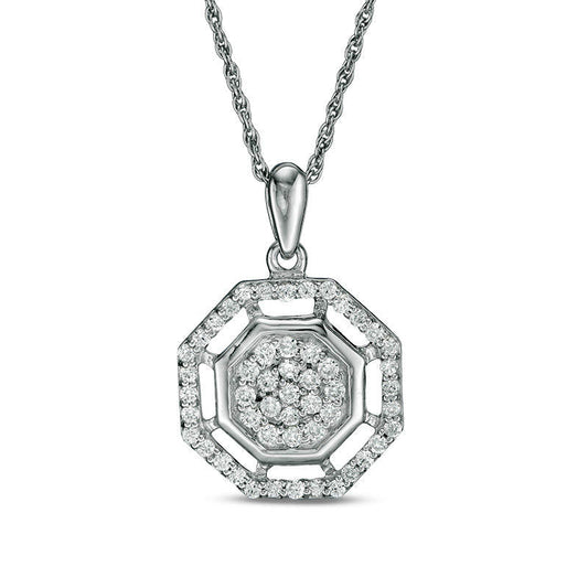 0.33 CT. T.W. Composite Natural Diamond Octagon Frame Pendant in 10K White Gold