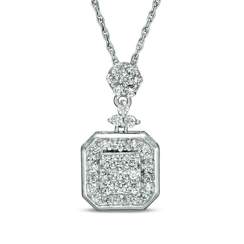 0.38 CT. T.W. Composite Natural Diamond Square Pendant in 10K White Gold