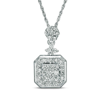 0.38 CT. T.W. Composite Natural Diamond Square Pendant in 10K White Gold
