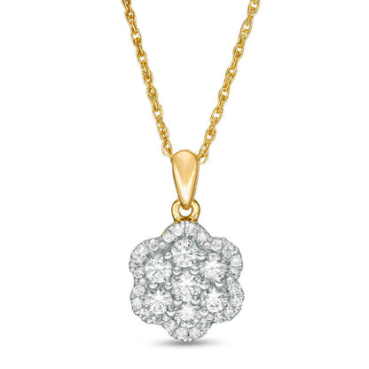 0.63 CT. T.W. Composite Natural Diamond Flower Pendant in 10K Yellow Gold