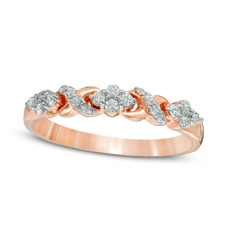 0.25 CT. T.W. Natural Diamond XO" Band in Solid 10K Rose Gold"