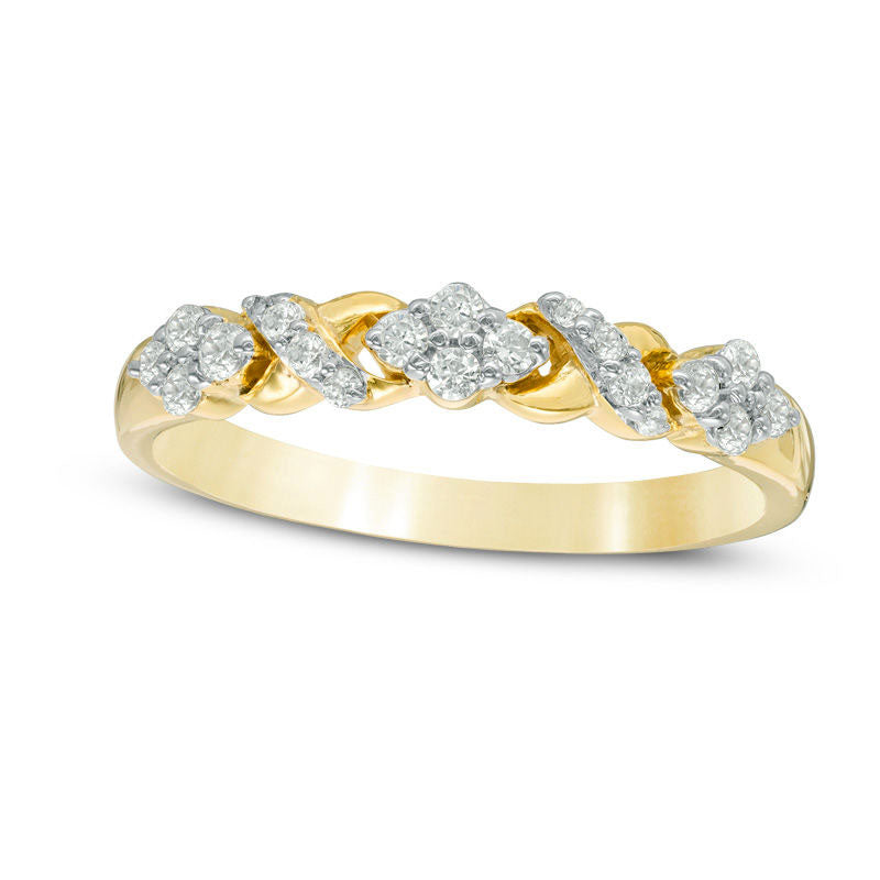 0.25 CT. T.W. Natural Diamond XO" Band in Solid 10K Yellow Gold"