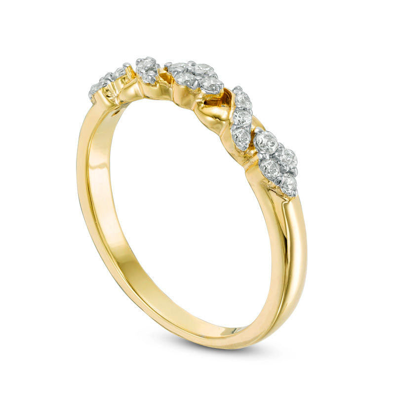 0.25 CT. T.W. Natural Diamond XO" Band in Solid 10K Yellow Gold"
