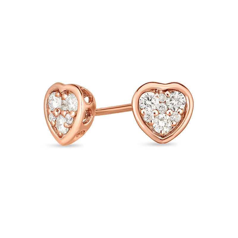 0.25 CT. T.W. Composite Diamond Heart Stud Earrings in 10K Rose Gold