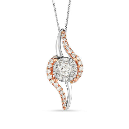 0.33 CT. T.W. Natural Diamond Frame Flame Pendant in 10K Two-Tone Gold