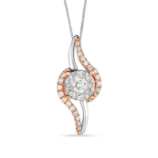 0.33 CT. T.W. Natural Diamond Frame Flame Pendant in 10K Two-Tone Gold