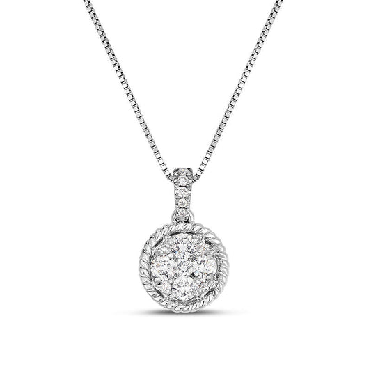 0.33 CT. T.W. Composite Natural Diamond Rope Frame Pendant in 10K White Gold