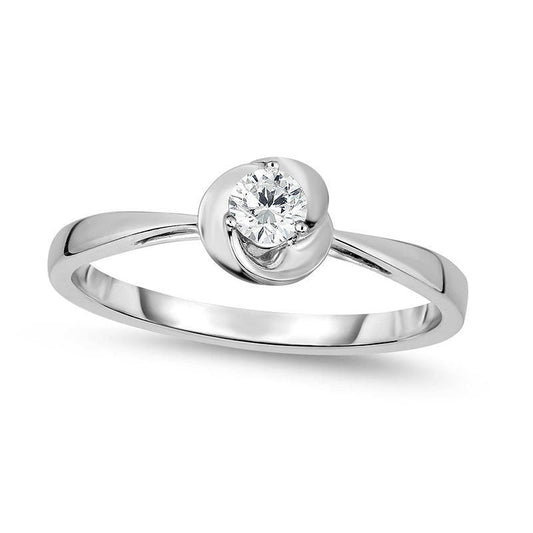 0.17 CT. Natural Clarity Enhanced Diamond Solitaire Swirl Promise Ring in Solid 10K White Gold