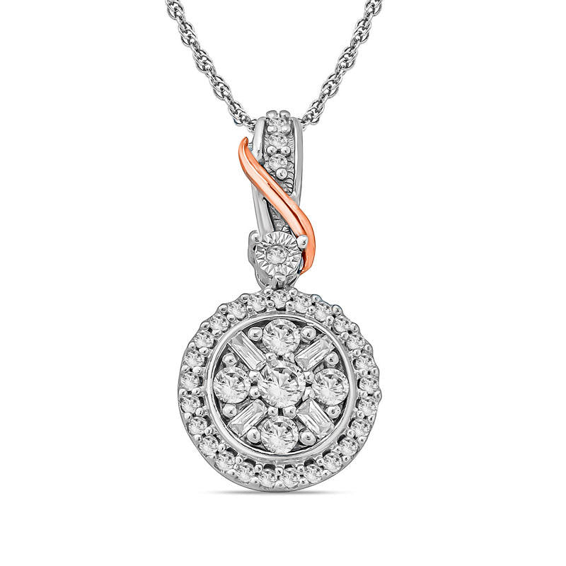 0.25 CT. T.W. Composite Natural Diamond Ribbon Pendant in 10K Two-Tone Gold