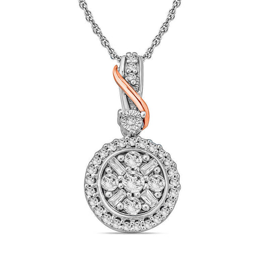 0.25 CT. T.W. Composite Natural Diamond Ribbon Pendant in 10K Two-Tone Gold