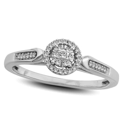 0.10 CT. T.W. Composite Natural Diamond Frame Promise Ring in Solid 10K White Gold
