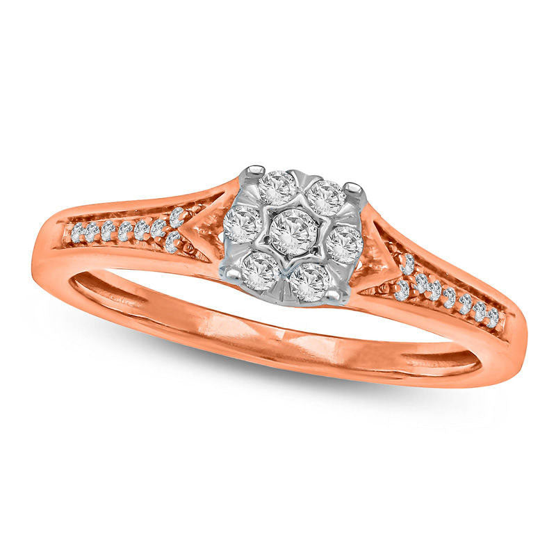 0.17 CT. T.W. Composite Natural Diamond Promise Ring in Solid 10K Rose Gold
