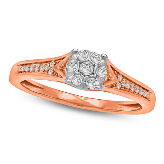 0.17 CT. T.W. Composite Natural Diamond Promise Ring in Solid 10K Rose Gold