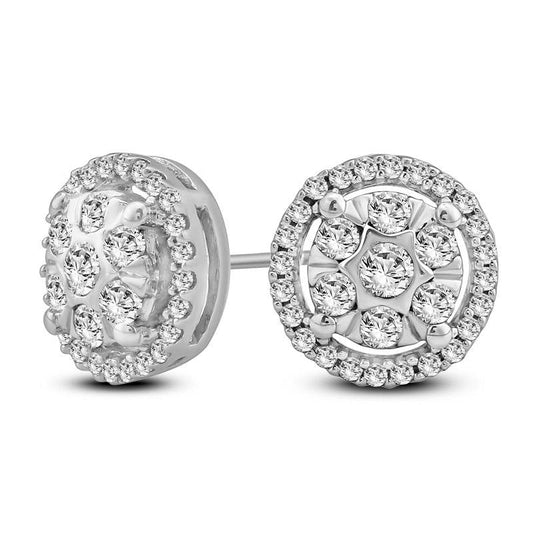 0.5 CT. T.W. Composite Diamond Frame Stud Earrings in 10K White Gold