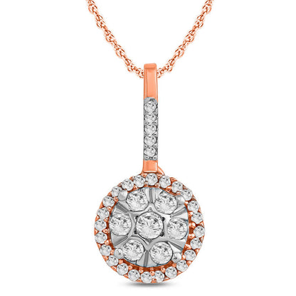 0.17 CT. T.W. Composite Natural Diamond Frame Pendant in 10K Rose Gold