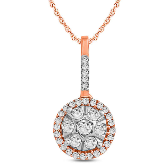 0.17 CT. T.W. Composite Natural Diamond Frame Pendant in 10K Rose Gold