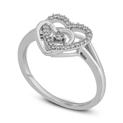 0.10 CT. T.W. Natural Diamond Interlocking Hearts Ring in Sterling Silver