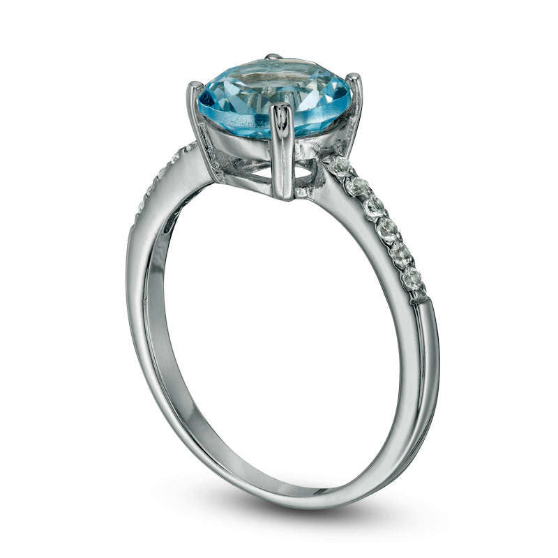 8.0mm Blue and White Topaz Ring in Sterling Silver