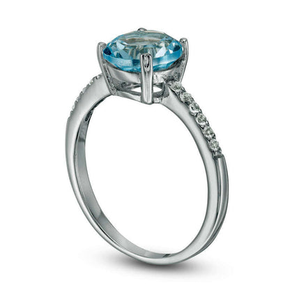 8.0mm Blue and White Topaz Ring in Sterling Silver