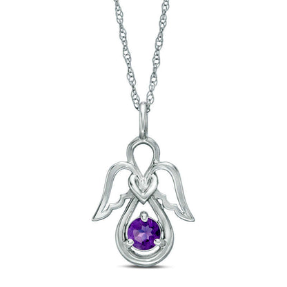 4.0mm Amethyst Angel Pendant in 10K White Gold