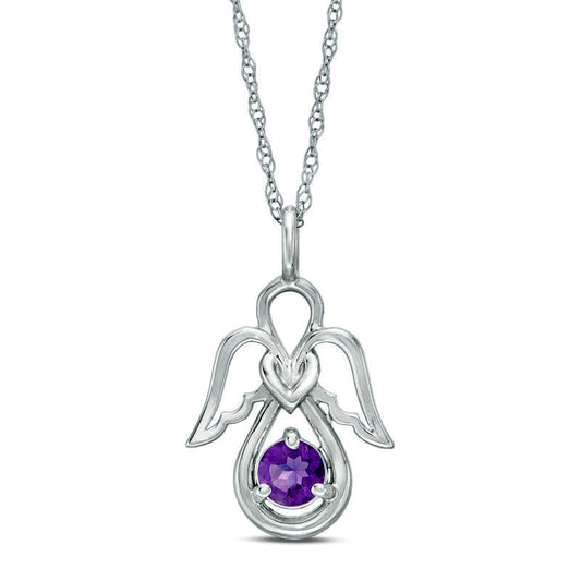 4.0mm Amethyst Angel Pendant in 10K White Gold