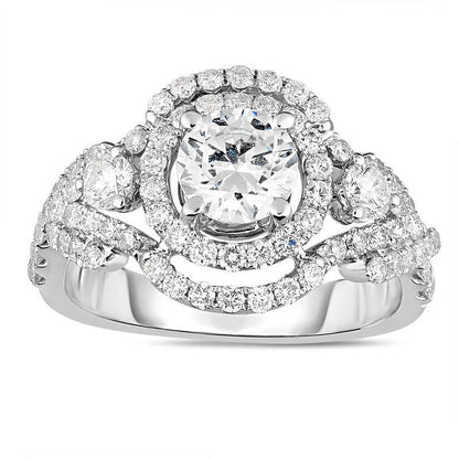 1.5 CT. T.W. Natural Diamond Frame Engagement Ring in Solid 14K White Gold