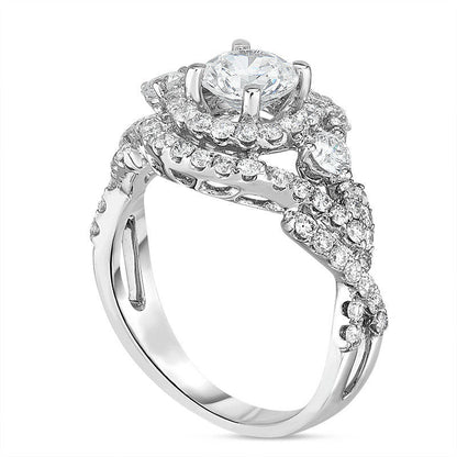 1.5 CT. T.W. Natural Diamond Frame Engagement Ring in Solid 14K White Gold