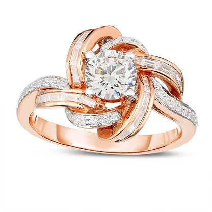 1.25 CT. T.W. Natural Diamond Loose Knot Frame Engagement Ring in Solid 14K Rose Gold