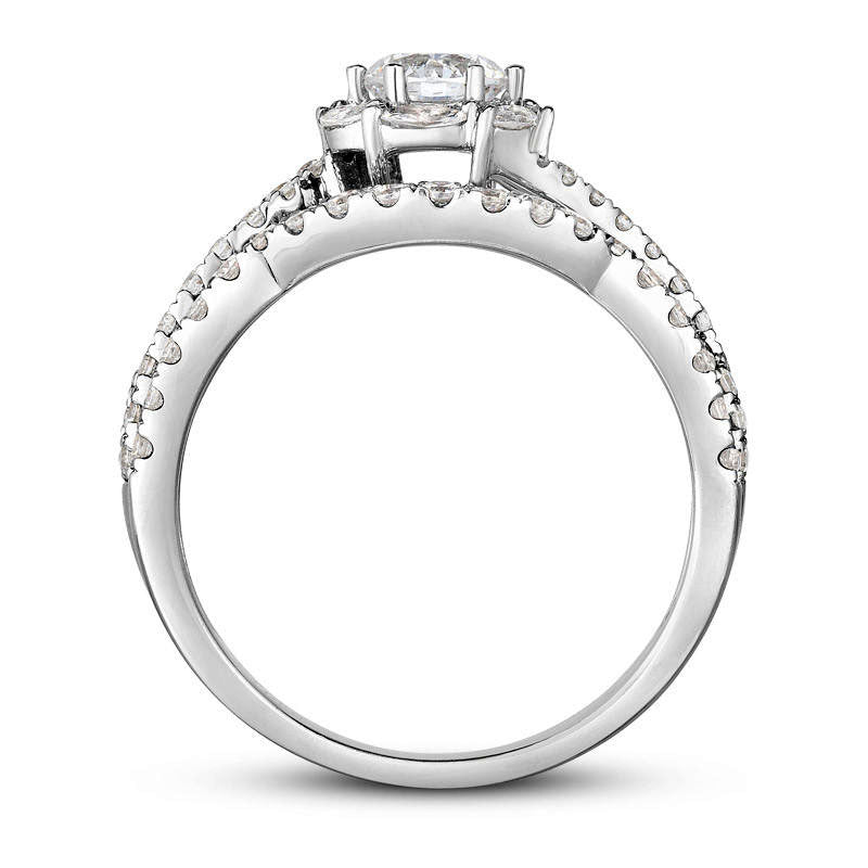 1.25 CT. T.W. Natural Diamond Frame Twist Bridal Engagement Ring Set in Solid 14K Two-Tone Gold