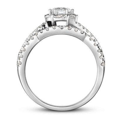 1.25 CT. T.W. Natural Diamond Frame Twist Bridal Engagement Ring Set in Solid 14K Two-Tone Gold
