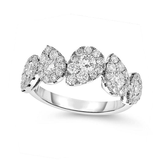 1.0 CT. T.W. Natural Diamond Tilted Teardrop Frame Band in Solid 14K White Gold
