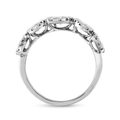 1.0 CT. T.W. Natural Diamond Tilted Teardrop Frame Band in Solid 14K White Gold