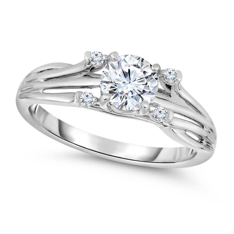 0.75 CT. T.W. Natural Diamond Split Shank Engagement Ring in Solid 14K White Gold