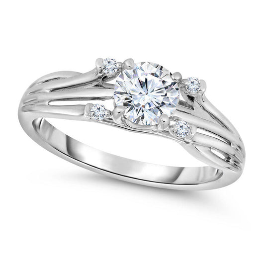 0.75 CT. T.W. Natural Diamond Split Shank Engagement Ring in Solid 14K White Gold