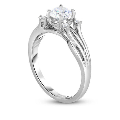 0.75 CT. T.W. Natural Diamond Split Shank Engagement Ring in Solid 14K White Gold