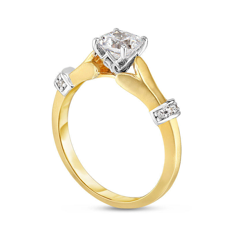 0.75 CT. T.W. Cushion-Cut Natural Diamond Collar Engagement Ring in Solid 14K Two-Tone Gold