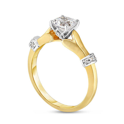 0.75 CT. T.W. Cushion-Cut Natural Diamond Collar Engagement Ring in Solid 14K Two-Tone Gold