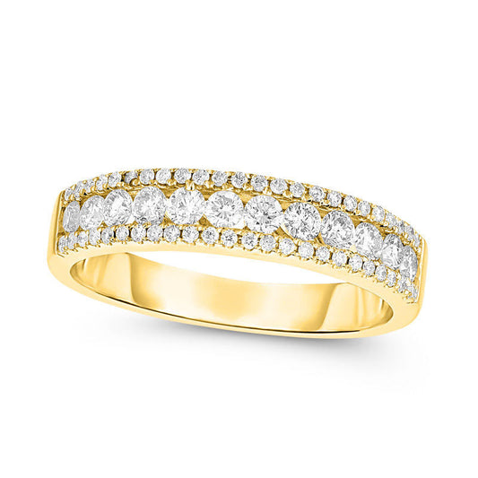0.50 CT. T.W. Natural Diamond Multi-Row Band in Solid 10K Yellow Gold