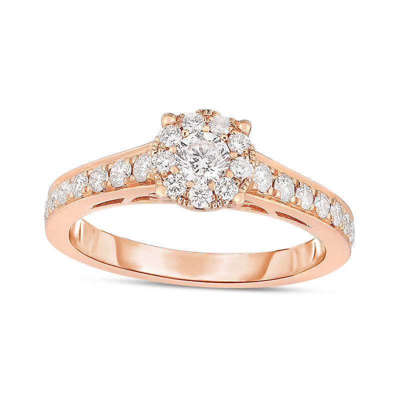 0.63 CT. T.W. Natural Diamond Frame Engagement Ring in Solid 14K Rose Gold